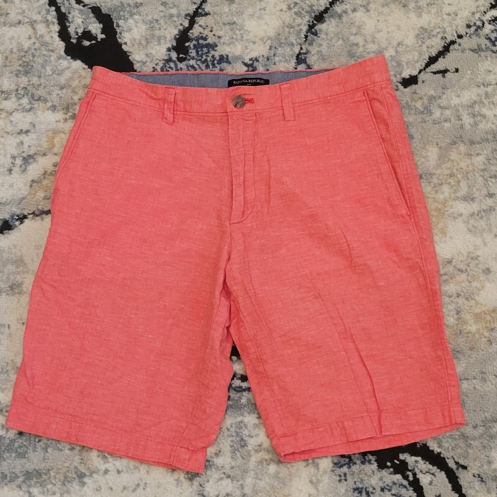 Mens Banana Republic Factory Orange Linen Shorts sz 31